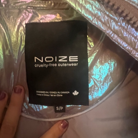 Noize Rainbow Puffer Metallic Vegan Jacket Coat - size Small super cold - Picture 5 of 7